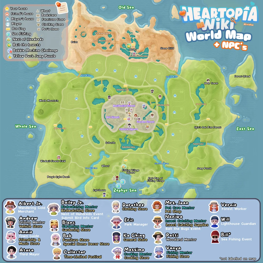 Heartopia NPC Location Map Guide